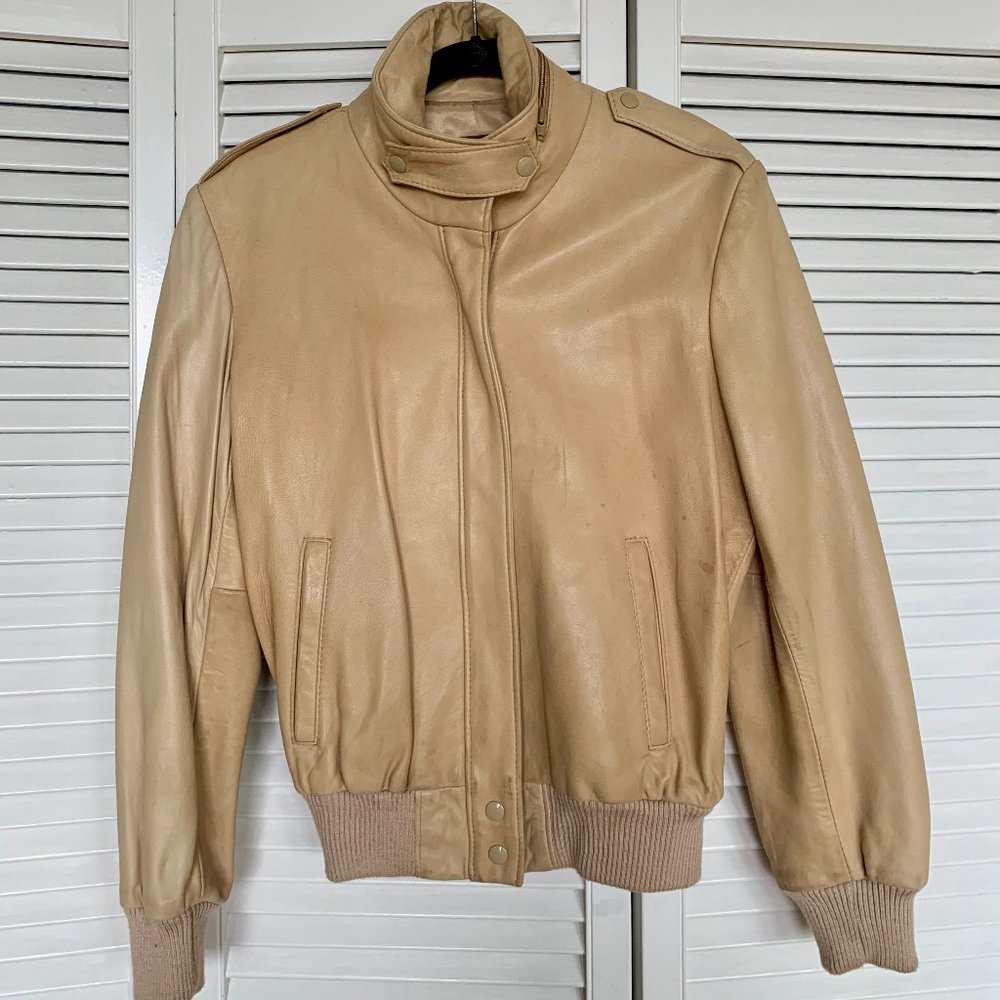 Vintage Ocean West Cream Leather Jacket